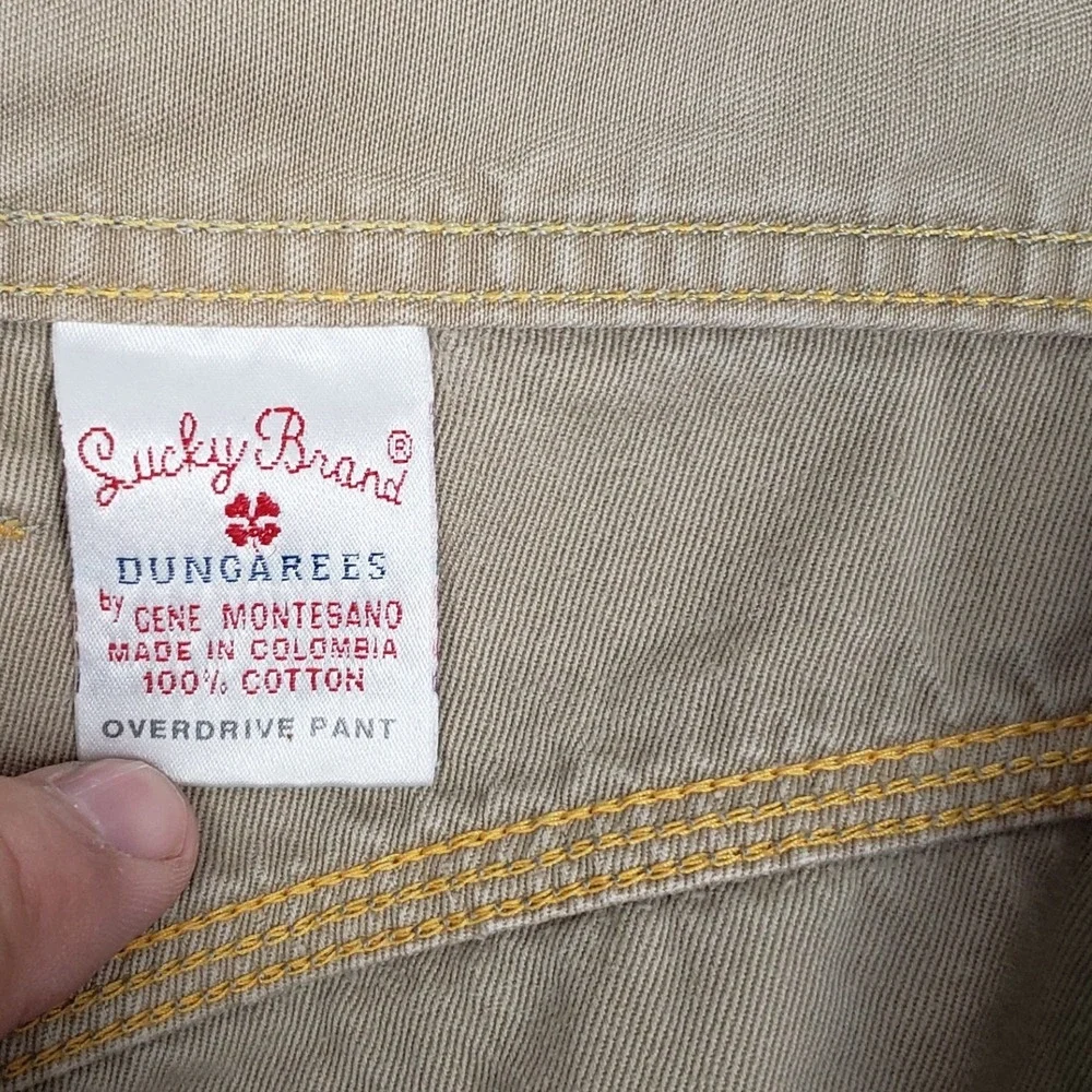 Vintage Lucky Brand Size 33 Overdrive Pants Tan Cargo Carpenter Chore Utility